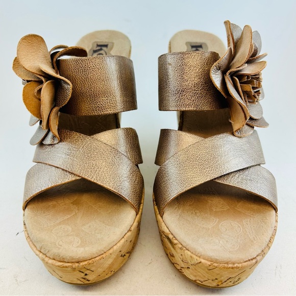 Korks Kork-Ease Metallic Rose Gold Leather Holly Platform Wedges, size 9 40.5 - Picture 2 of 13